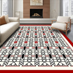 Geometric Lattice Red Black Cream Rug