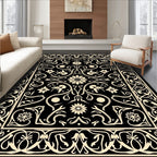 Black Floral Vine Medallion Rug