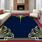 Navy Gold Art Deco Fan Border Rug