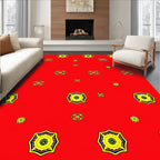 Vibrant Red Geometric Starburst Rug