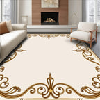 Ornate Brown Scrollwork Border Rug