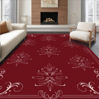 Maroon Cream Floral Crest Ornament Rug