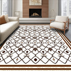 Brown Tan Geometric Lattice Rug