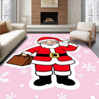 Joyful Santa Claus Winter Snowflake Rug