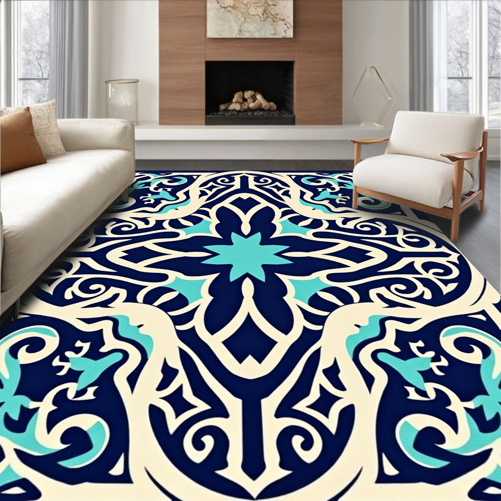 Navajo Blue Medallion Arabesque Rug