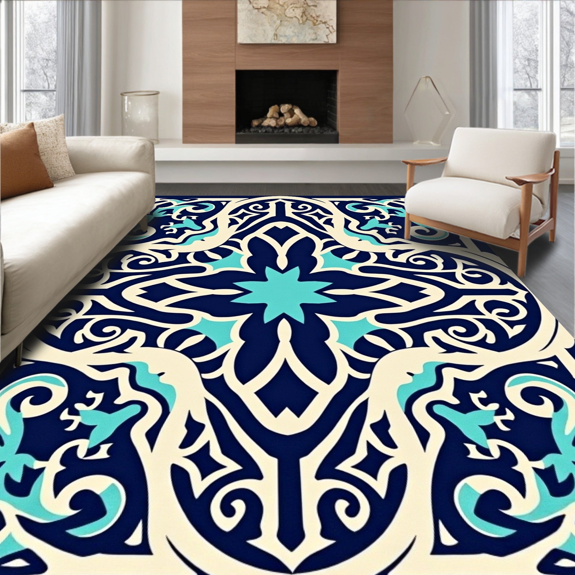 Navajo Blue Medallion Arabesque Rug