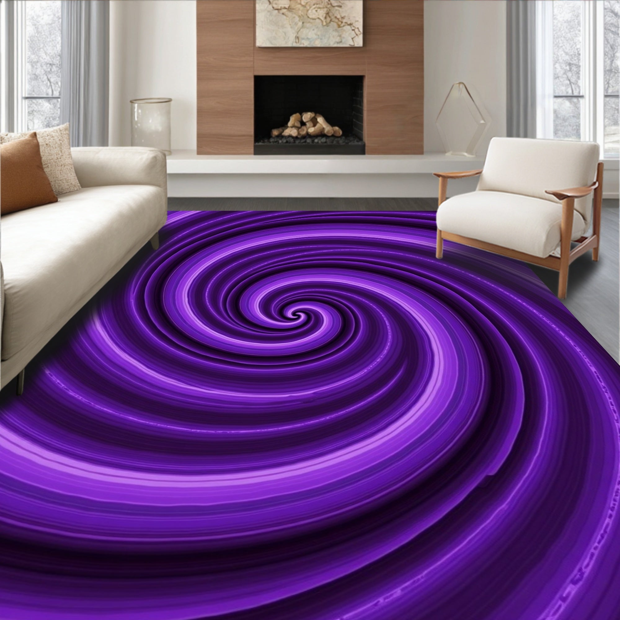 Vivid Purple Swirl Vortex Rug
