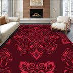 Crimson Red Baroque Floral Medallion Rug