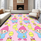 Happy Pink Elves Yellow Eggs Rug