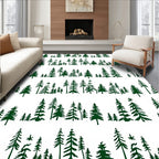 Dark Green Forest Pine Trees Rug