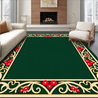 Ornate Gold Berry Vine Border Rug
