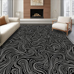 Monochrome Swirls Abstract Flow Rug