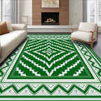 Emerald Green Geometric Diamond Medallion Rug