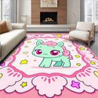 Kawaii Mint Pony Heart Star Frame Rug