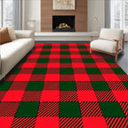 Red Green Buffalo Check Plaid Rug