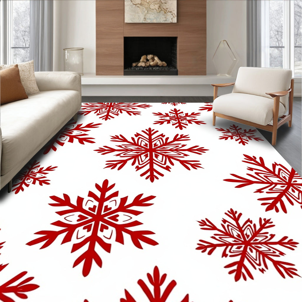 Crimson Snowflake Scatter Rug