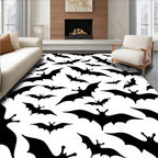 Scattered Black Bat Halloween Night Rug