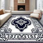 Deep Navy Classic Floral Medallion Rug
