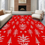 Classic Red White Fern Tree Repeats Rug