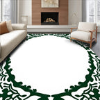 Emerald Laurel Scroll Border Rug