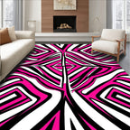 Radical Pink White Black Labyrinth Rug