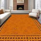 Orange Ochre Line Art Botanical Rug
