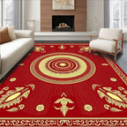 Crimson Gold Medallion Sunburst Rug