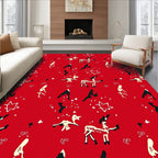 Whimsical Red Deers Stars and Abstract Shapes Rug