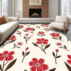 Crimson Daisy Garden Arrangement Rug