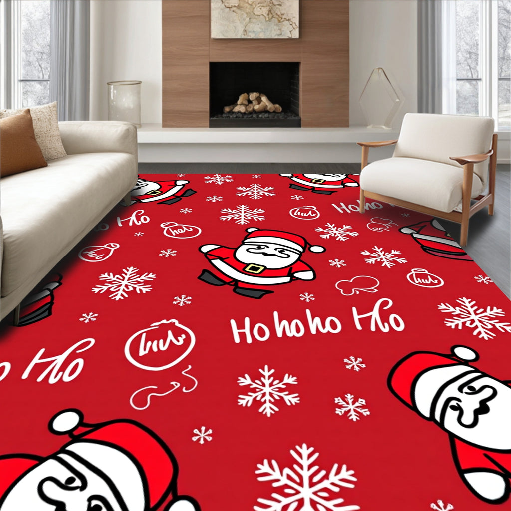 Ho Ho Ho Santa Snowflakes Rug