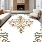 Elegant Golden Acanthus Medallion Rug