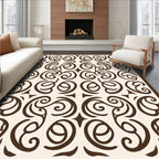 Rich Brown Scroll Vine Overlay Rug