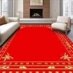 Crimson Golden Floral Square Frame Rug