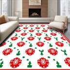 Red Green Festive Folk Art Rug