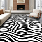 Black White Wavy Stripe Texture Rug