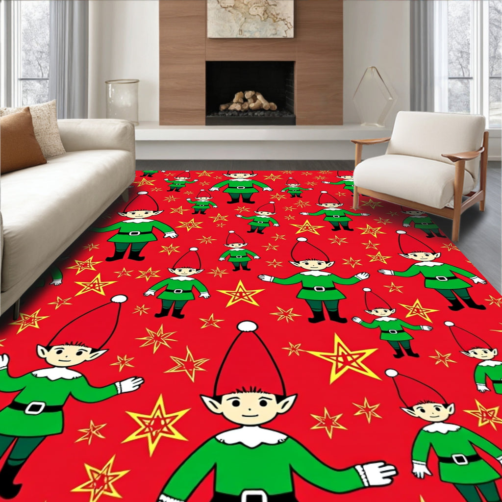 Festive Red Elf Star Shower Rug