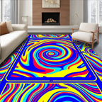 Vibrant Swirl Blue Red Yellow Abstract Rug