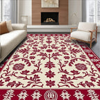 Crimson Floral Vine Medallion Rug