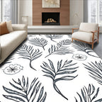 Dark Slate Palm Frond Floral Rug