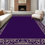 Deep Purple Floral Vine Border Rug