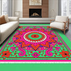Vibrant Fuchsia Floral Mandala Rug