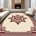 Maroon Starburst Medallion Border Rug