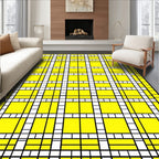 Vibrant Yellow Grid Composition Rug