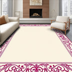 Elegant Magenta Floral Border Rug