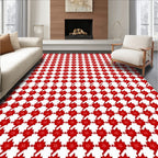 Classic Red Houndstooth Geometric Rug