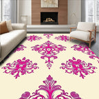Vibrant Pink Baroque Swirl Damask Rug