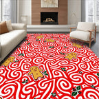 Festive Gingerbread Man Holly Whimsical Rug