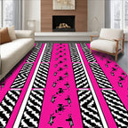 Bold Pink Figures Geometric Stripe Rug