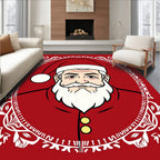 Classic Red Santa Portrait Floral Accent Rug