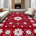 Crimson Snowflake Medallion Border Rug